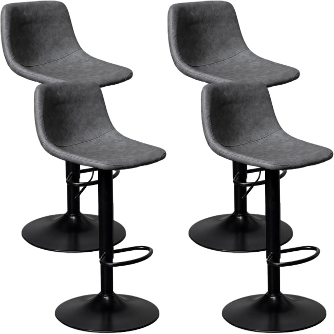 Contemporary Metal Barstool Faux Leather Counter Stool with Black Base for Home