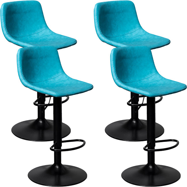 Contemporary Metal Barstool Faux Leather Counter Stool with Black Base for Home