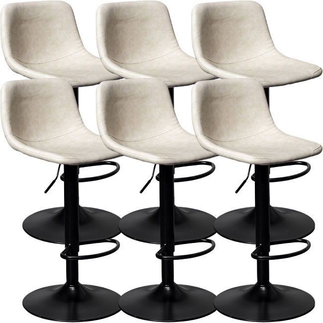 Contemporary Metal Barstool Faux Leather Counter Stool with Black Base for Home