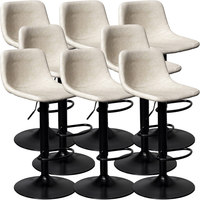 Contemporary Metal Barstool Faux Leather Counter Stool with Black Base for Home