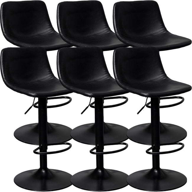 Contemporary Metal Barstool Faux Leather Counter Stool with Black Base for Home