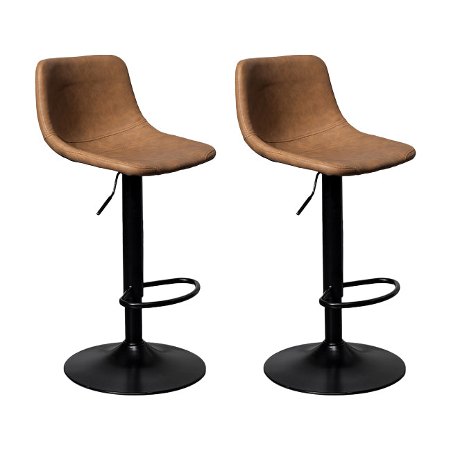 Contemporary Metal Barstool Faux Leather Counter Stool with Black Base for Home