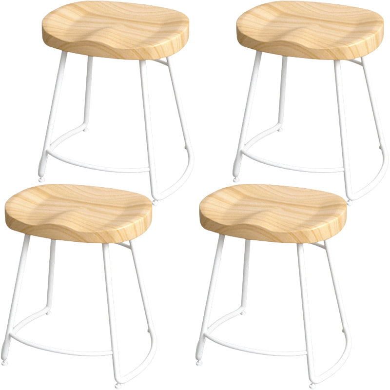 Industrial Wood Natural Barstool Wood Furniture with Metal Base for Home