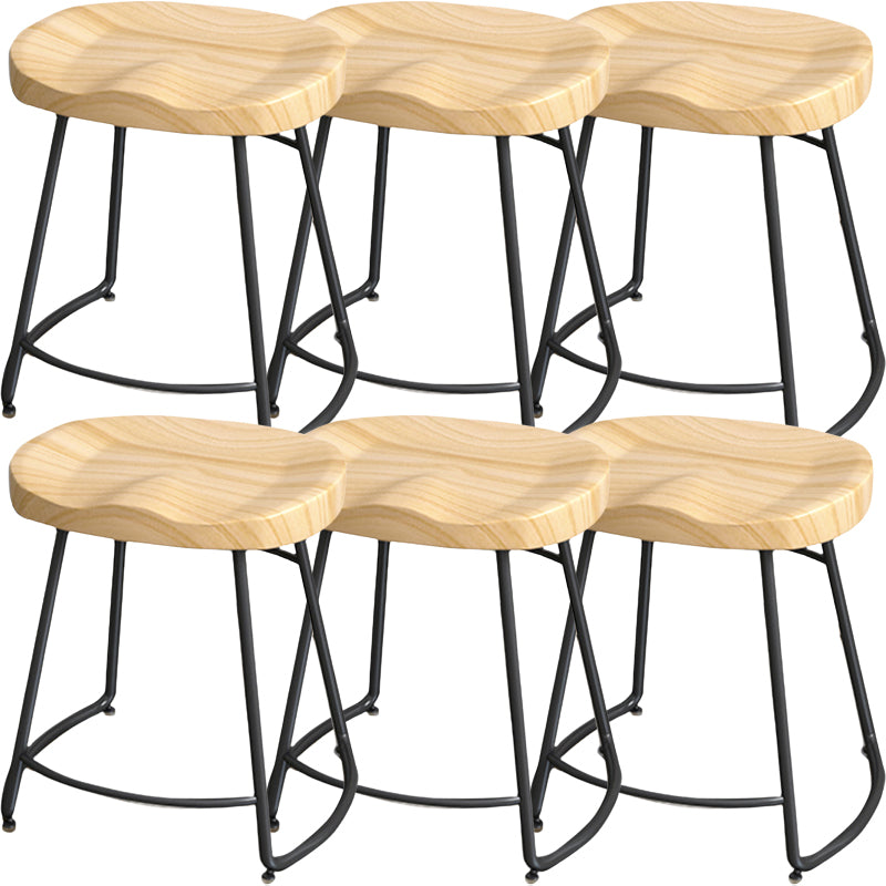 Industrial Wood Natural Barstool Wood Furniture with Metal Base for Home