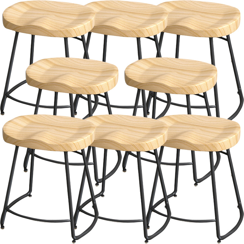 Industrial Wood Natural Barstool Wood Furniture with Metal Base for Home