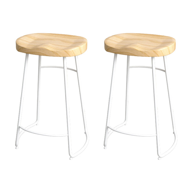 Industrial Wood Natural Barstool Wood Furniture with Metal Base for Home