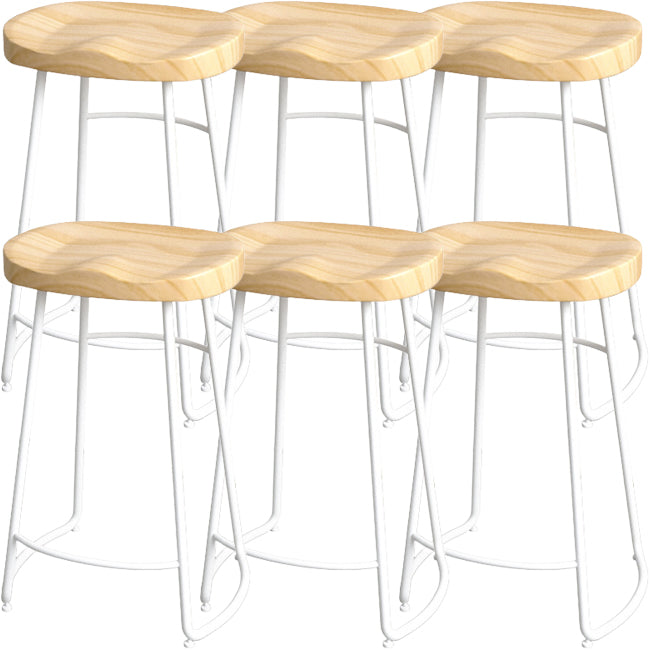 Industrial Wood Natural Barstool Wood Furniture with Metal Base for Home