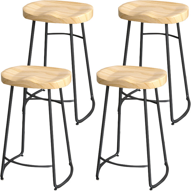 Industrial Wood Natural Barstool Wood Furniture with Metal Base for Home