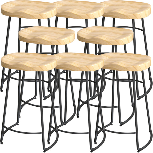 Industrial Wood Natural Barstool Wood Furniture with Metal Base for Home