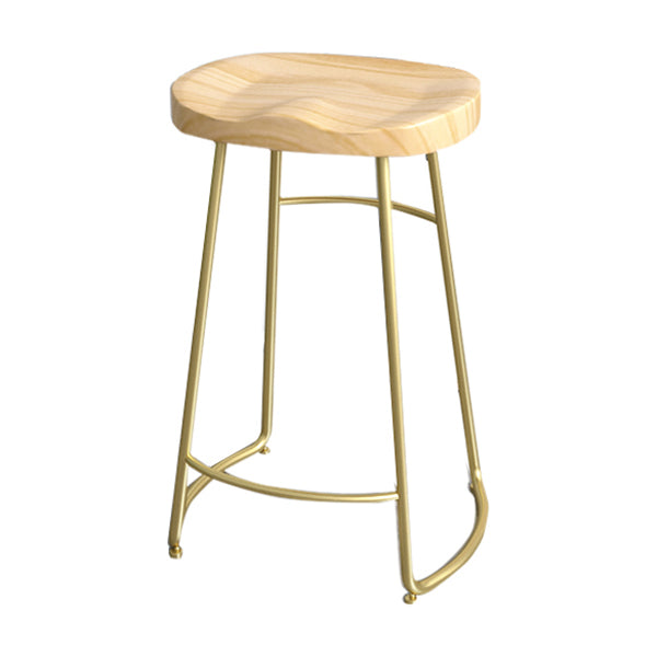 Industrial Wood Natural Barstool Wood Furniture with Metal Base for Home