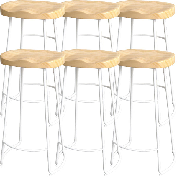 Industrial Wood Natural Barstool Wood Furniture with Metal Base for Home