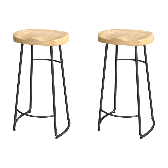 Industrial Wood Natural Barstool Wood Furniture with Metal Base for Home