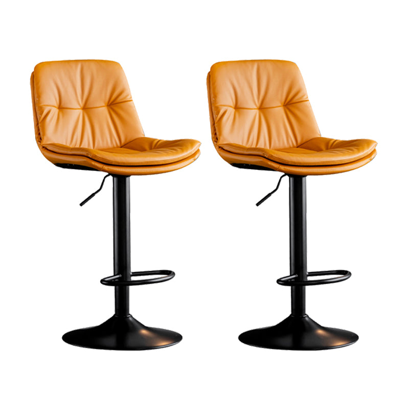 Scandinavian Metal Barstool Faux Leather Low Back Counter Stool with Iron Base