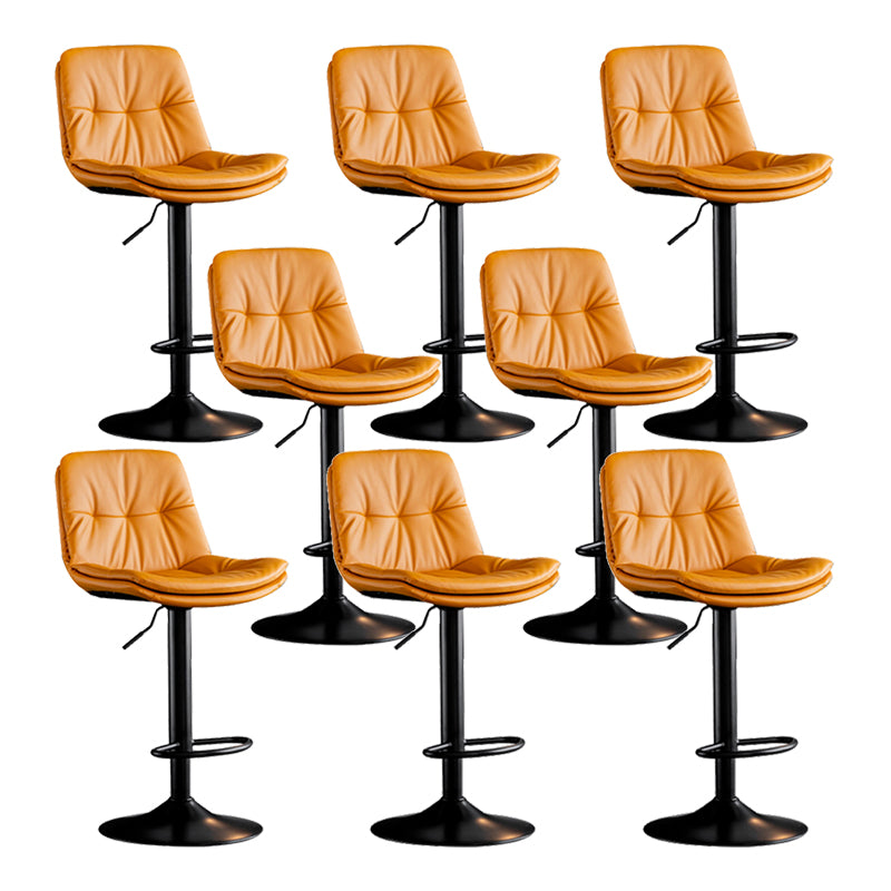 Scandinavian Metal Barstool Faux Leather Low Back Counter Stool with Iron Base