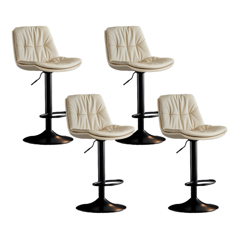 Scandinavian Metal Barstool Faux Leather Low Back Counter Stool with Iron Base