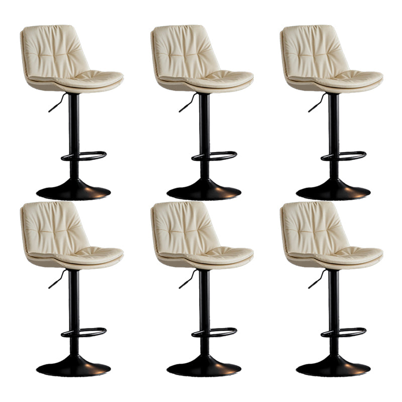 Scandinavian Metal Barstool Faux Leather Low Back Counter Stool with Iron Base