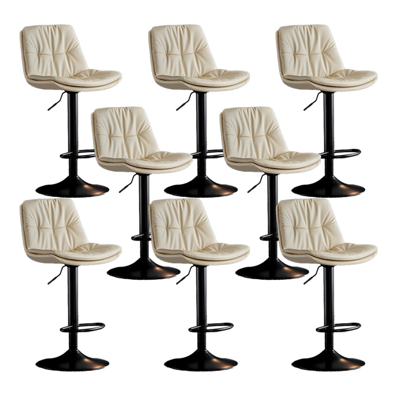 Scandinavian Metal Barstool Faux Leather Low Back Counter Stool with Iron Base