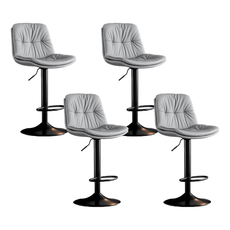 Scandinavian Metal Barstool Faux Leather Low Back Counter Stool with Iron Base