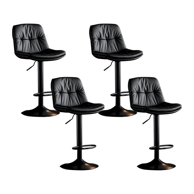 Scandinavian Metal Barstool Faux Leather Low Back Counter Stool with Iron Base