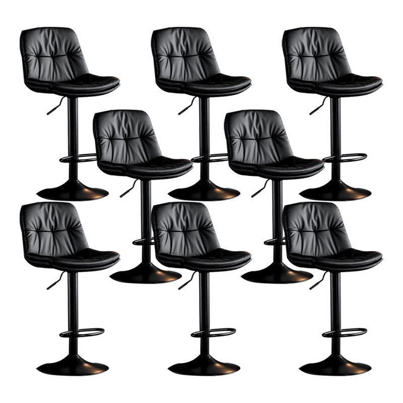 Scandinavian Metal Barstool Faux Leather Low Back Counter Stool with Iron Base