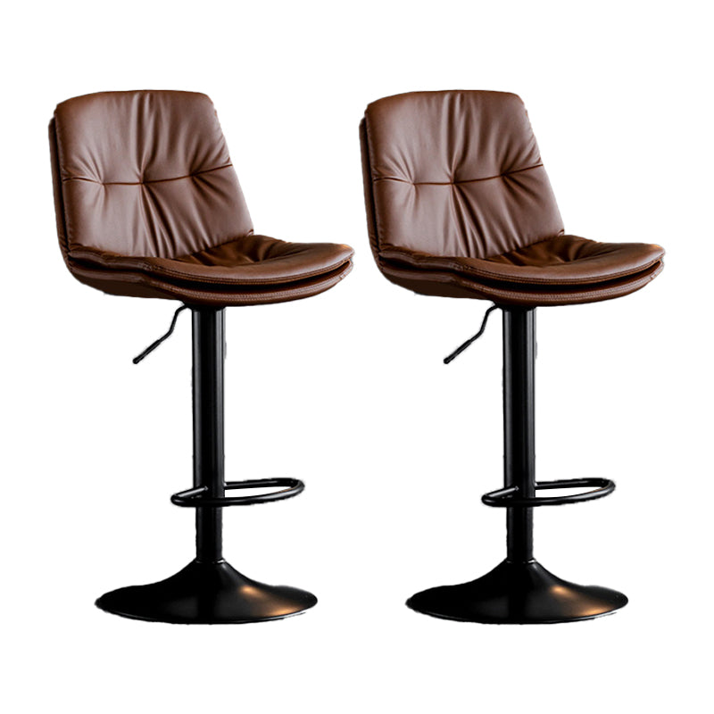 Scandinavian Metal Barstool Faux Leather Low Back Counter Stool with Iron Base