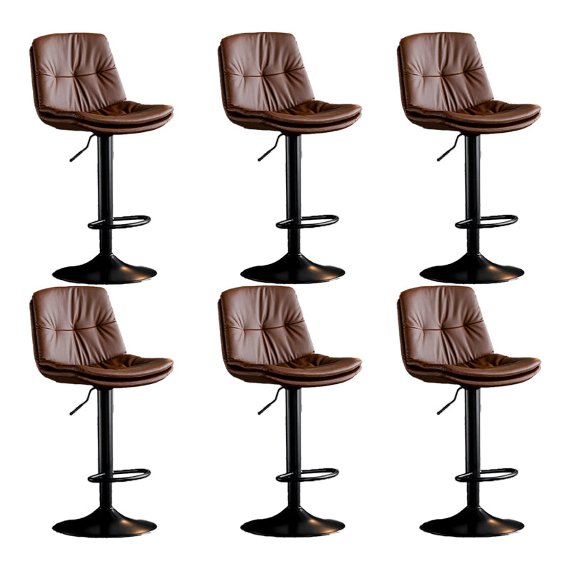 Scandinavian Metal Barstool Faux Leather Low Back Counter Stool with Iron Base