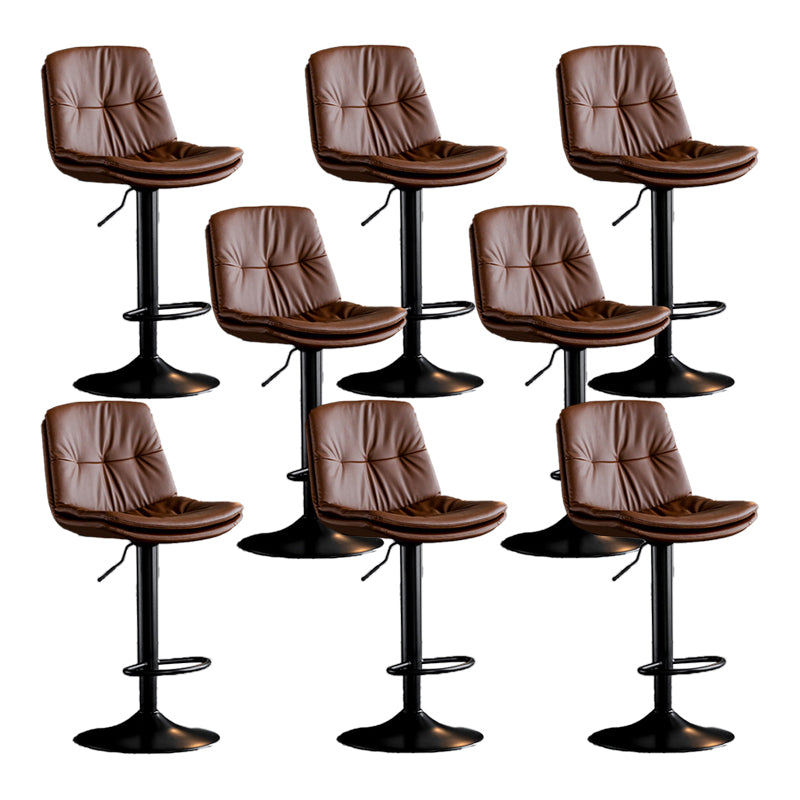 Scandinavian Metal Barstool Faux Leather Low Back Counter Stool with Iron Base