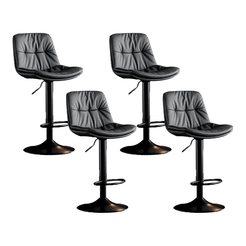 Scandinavian Metal Barstool Faux Leather Low Back Counter Stool with Iron Base