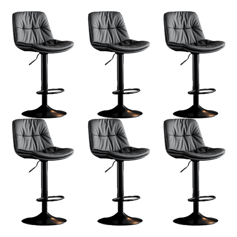 Scandinavian Metal Barstool Faux Leather Low Back Counter Stool with Iron Base