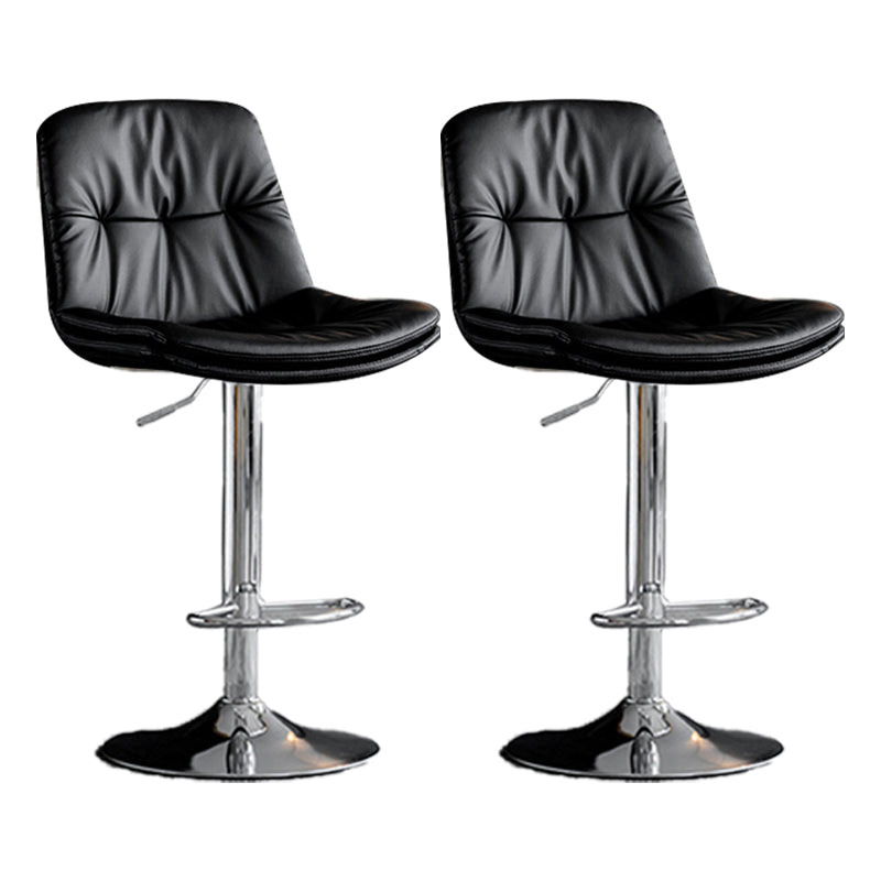 Scandinavian Metal Barstool Faux Leather Low Back Counter Stool with Iron Base