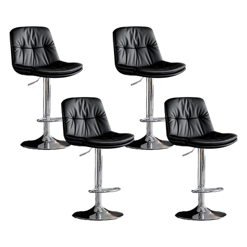 Scandinavian Metal Barstool Faux Leather Low Back Counter Stool with Iron Base