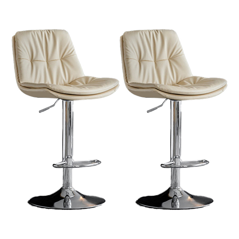 Scandinavian Metal Barstool Faux Leather Low Back Counter Stool with Iron Base