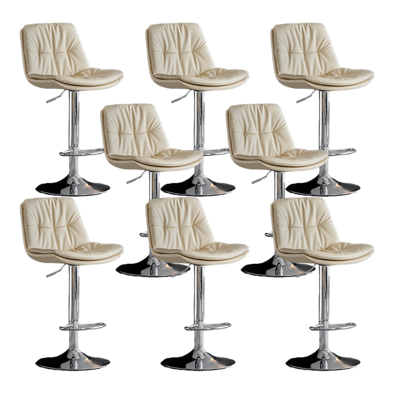 Scandinavian Metal Barstool Faux Leather Low Back Counter Stool with Iron Base