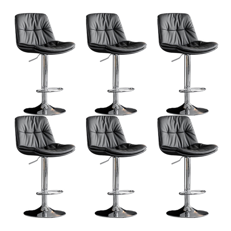 Scandinavian Metal Barstool Faux Leather Low Back Counter Stool with Iron Base