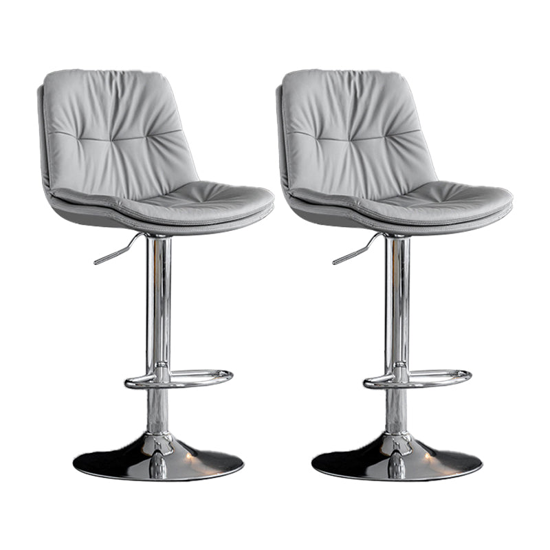 Scandinavian Metal Barstool Faux Leather Low Back Counter Stool with Iron Base