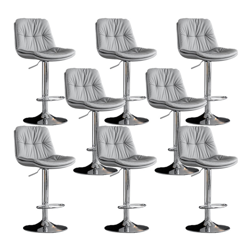 Scandinavian Metal Barstool Faux Leather Low Back Counter Stool with Iron Base