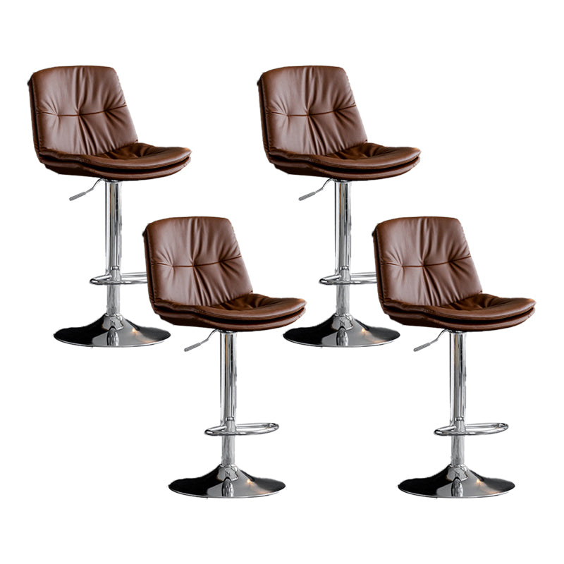 Scandinavian Metal Barstool Faux Leather Low Back Counter Stool with Iron Base