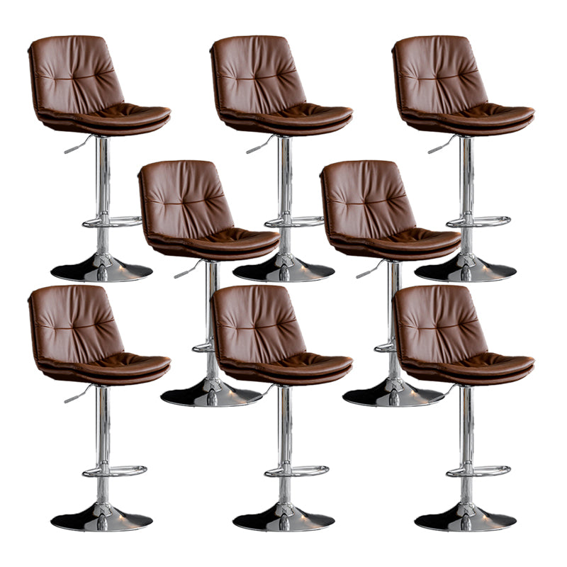 Scandinavian Metal Barstool Faux Leather Low Back Counter Stool with Iron Base