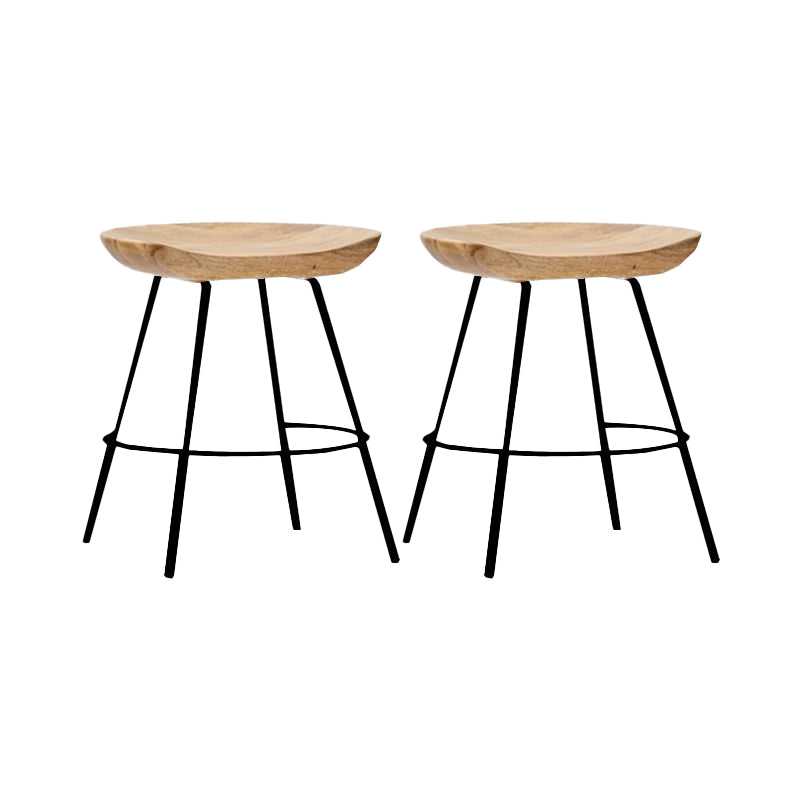 Industrial Wood Barstool Counter Stool Footrest Metal Furniture in Matte Finish