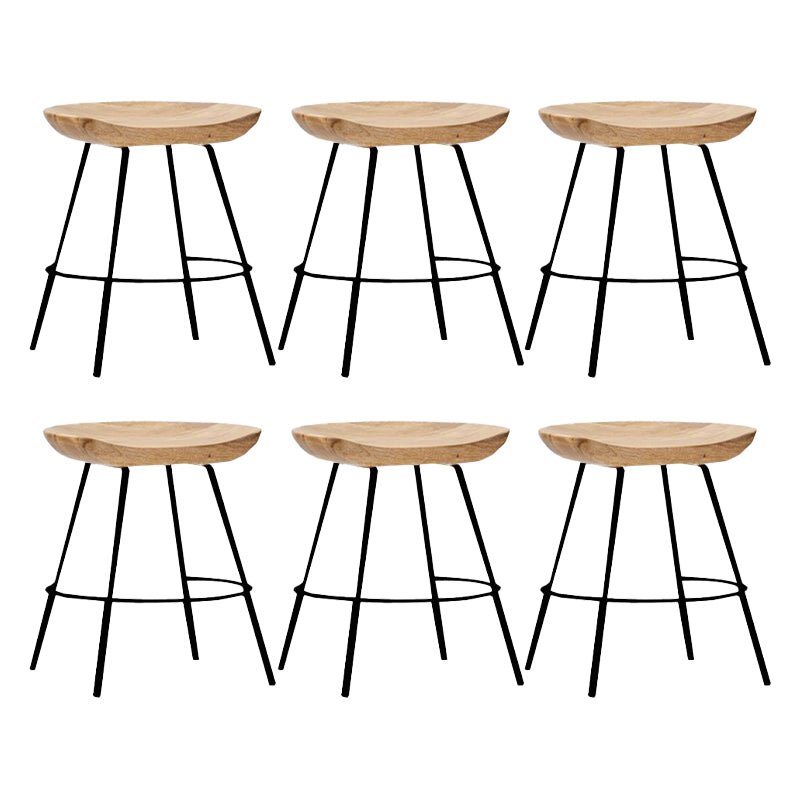 Industrial Wood Barstool Counter Stool Footrest Metal Furniture in Matte Finish