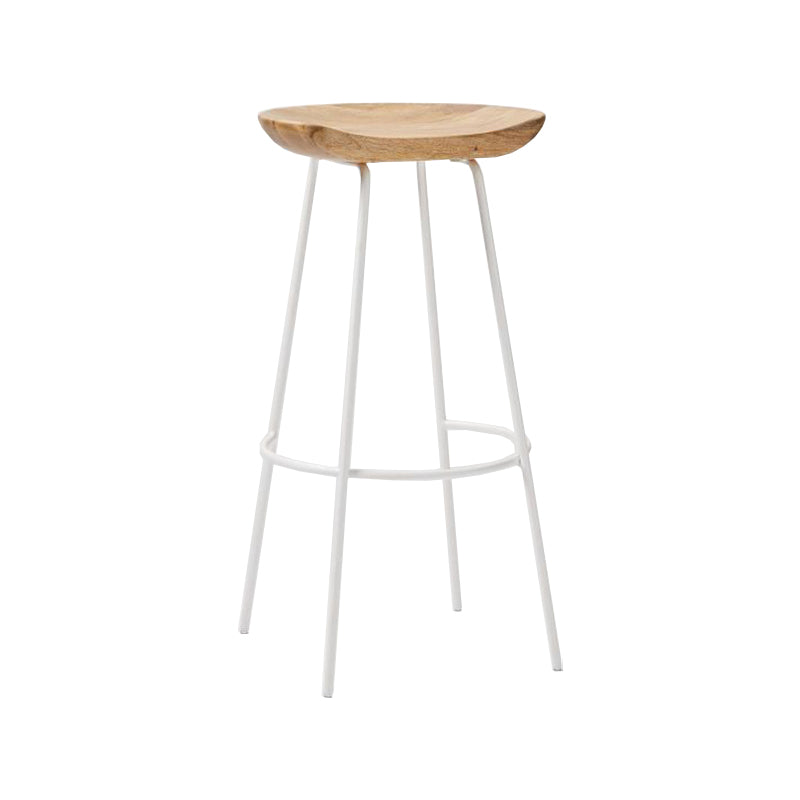 Industrial Wood Barstool Counter Stool Footrest Metal Furniture in Matte Finish
