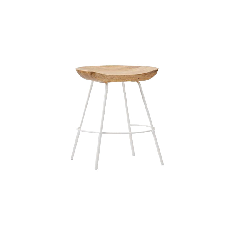 Industrial Wood Barstool Counter Stool Footrest Metal Furniture in Matte Finish