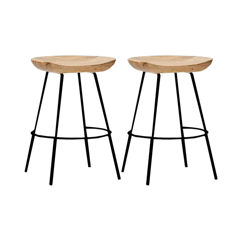 Industrial Wood Barstool Counter Stool Footrest Metal Furniture in Matte Finish