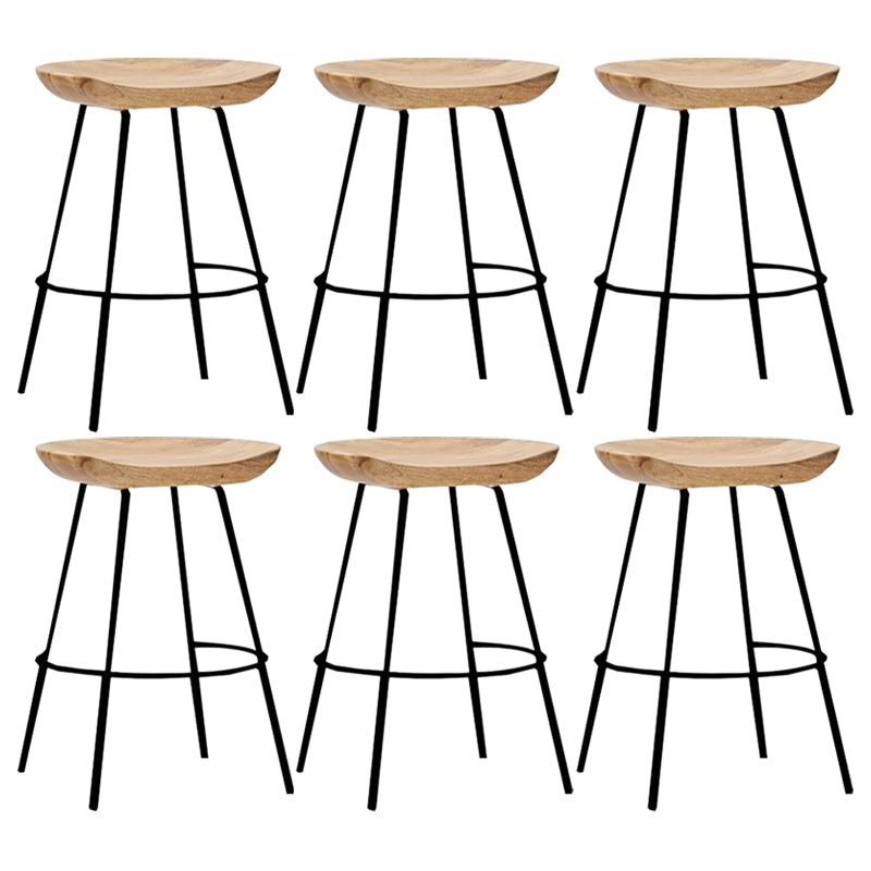 Industrial Wood Barstool Counter Stool Footrest Metal Furniture in Matte Finish