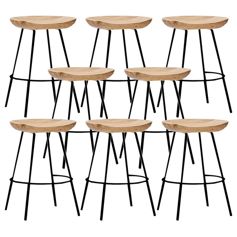 Industrial Wood Barstool Counter Stool Footrest Metal Furniture in Matte Finish