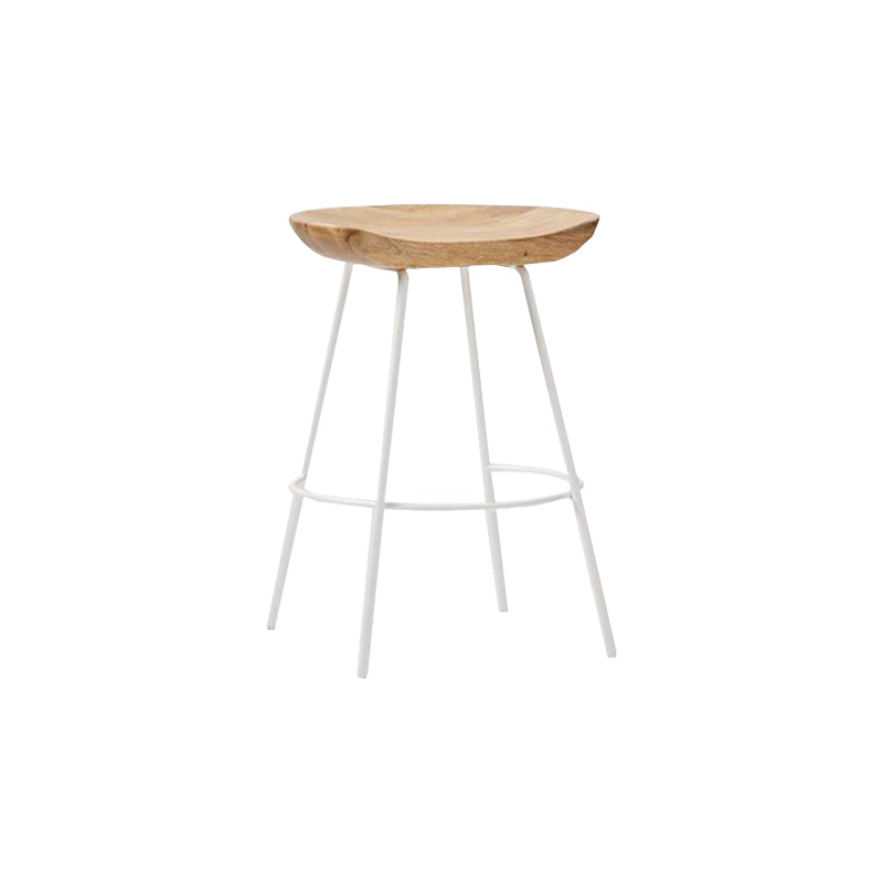 Industrial Wood Barstool Counter Stool Footrest Metal Furniture in Matte Finish
