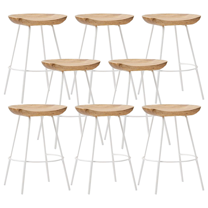 Industrial Wood Barstool Counter Stool Footrest Metal Furniture in Matte Finish