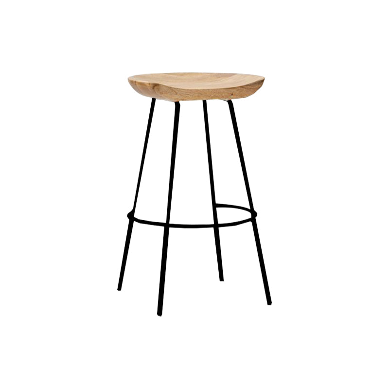 Industrial Wood Barstool Counter Stool Footrest Metal Furniture in Matte Finish