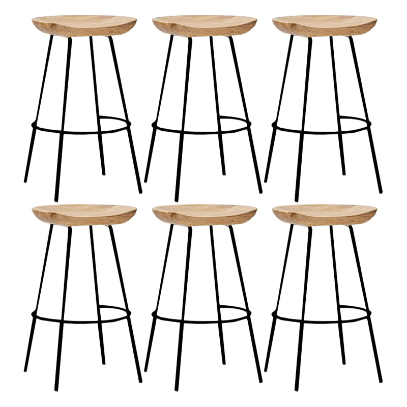 Industrial Wood Barstool Counter Stool Footrest Metal Furniture in Matte Finish