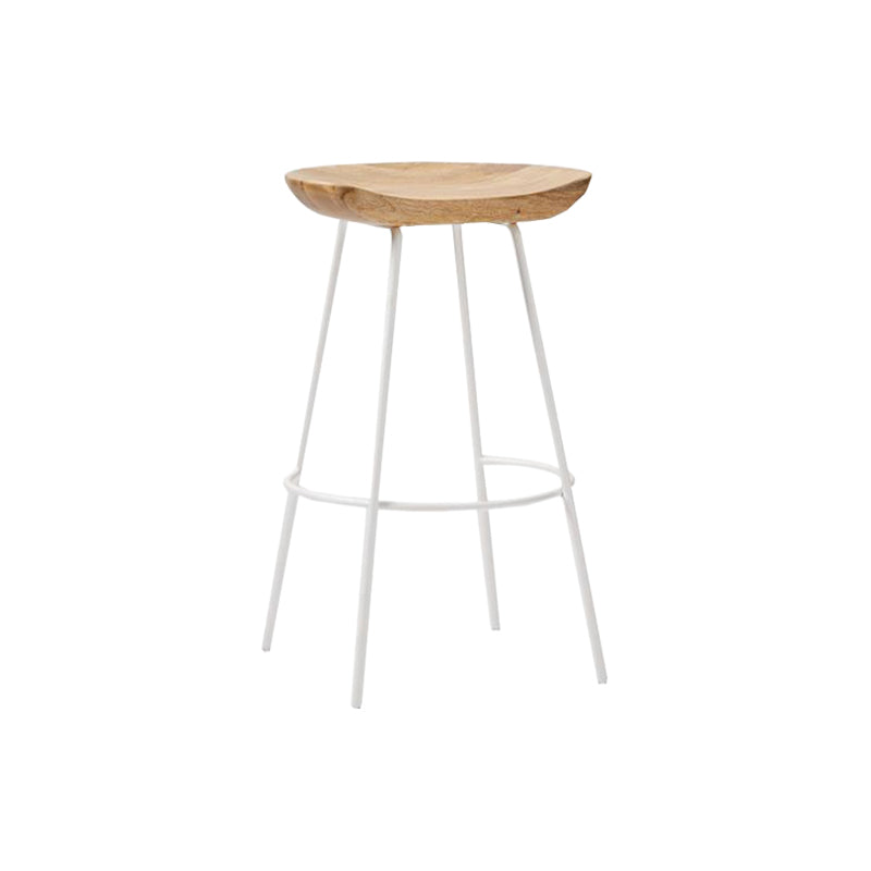 Industrial Wood Barstool Counter Stool Footrest Metal Furniture in Matte Finish